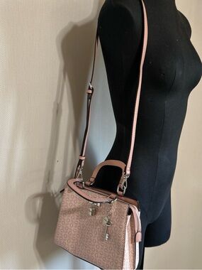 GUESS Pink Monogram Dome Satchel Shoulder Bag